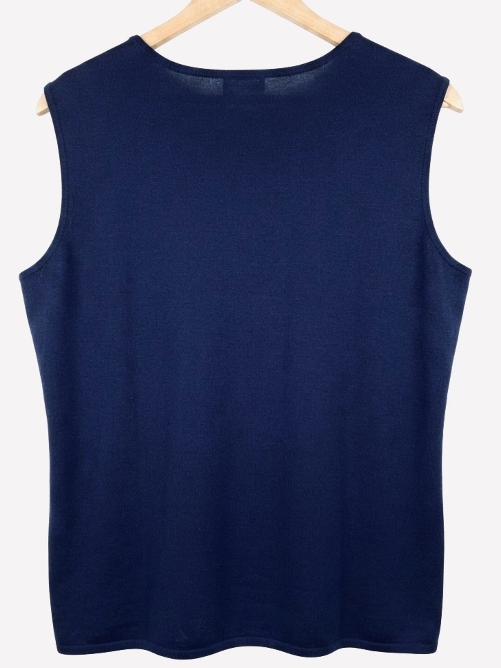Misook Top Sz PXL Navy Knit Layering Tank Scoop Neck Classic Travel Shell Blouse - Picture 2 of 5